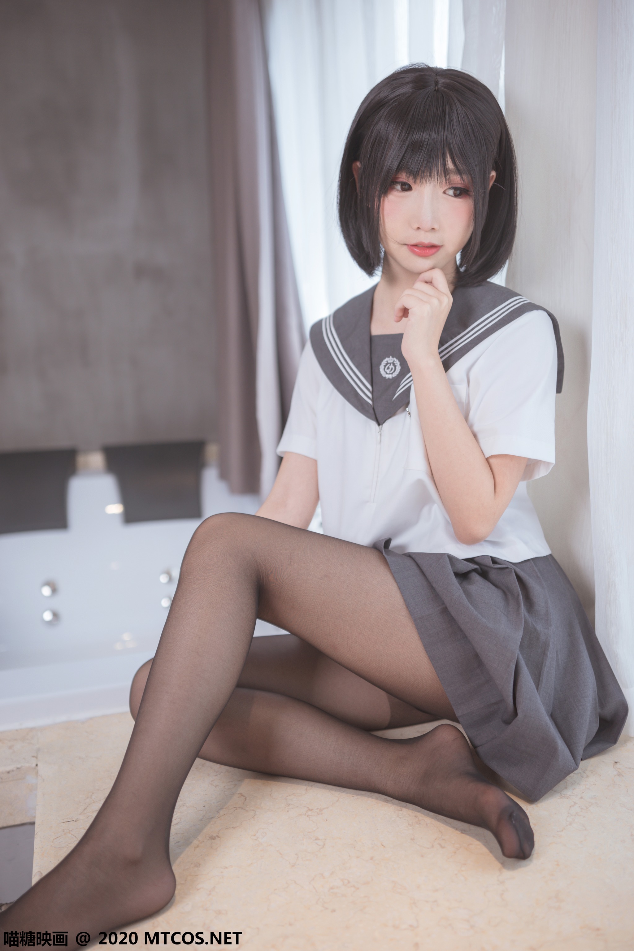 图片[1]-[喵糖映画] JKL.017 黑丝JK制服[21P]-XikXak